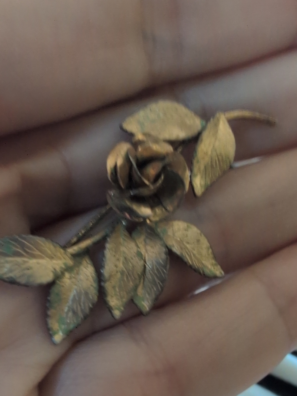 Vintage Signed DIANA Gold Rose Flower Brooch Pin - Mid Century Jewelry